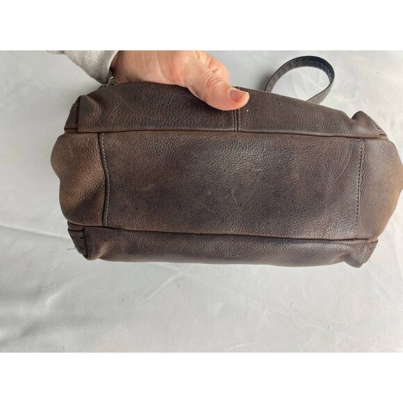 Vintage Fossil Brown Pebbled Leather Handbag Purse Hobo Shoulder Bag - Picture 8 of 10
